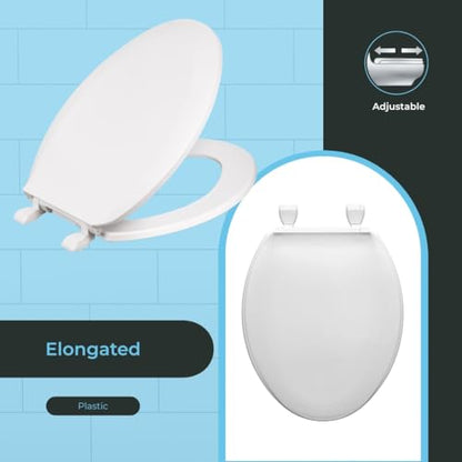 Centoco Elongated Toilet Seat, Economy, USA, DSAMAZ16-301, Crane White | Closed Front, Cover, Plastic, Made in the USA - color: Crane White, size: Elongated