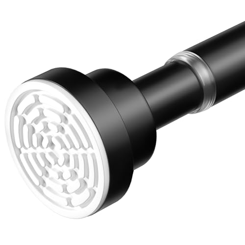 Black Tension Curtain Rod 37-76In 1PCS,Adjustable Spring Tension Rod | No-drilling Spring Loaded Curtain Rod, Non-slip Extendable Tension Rod for Windows, Doorway and Bedroom - color: Black-1PCS, size: 45"-78"