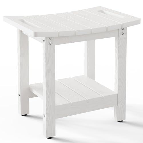 HIPS Shower Benches for Inside Shower, Shower Stool with Space-Efficient Storage Shelf, Waterproof Shower Chair Seat for Spa Bathroom(White) - color: White