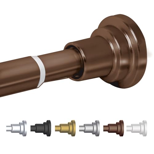 BLACK+DECKER Tension Shower Curtain Rod 42-72 Inch – Drill-Free Adjustable Curtain Rod, Rust-Resistant Stainless Steel Tension Curtain Rod for Shower, Bathroom, Window, Closet – 35 lb Capacity - color: Oil Bronze
