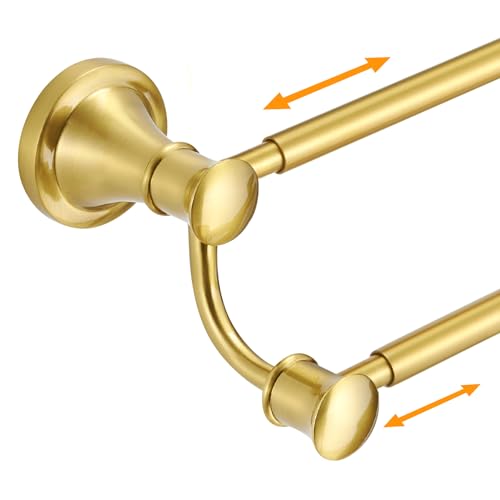 Hoimpro Double Towel Bar Towel Rack for Bathroom Wall Mounted Brushed Gold | Adjustable 16-26 In,Wall Mounted Towel Holder, Stainless Steel, Rustproof, Towel Rod Hanger Hardware Accessories Hotel - color: Brushed Gold