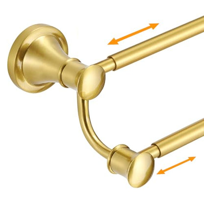 Hoimpro Double Towel Bar Towel Rack for Bathroom Wall Mounted Brushed Gold | Adjustable 16-26 In,Wall Mounted Towel Holder, Stainless Steel, Rustproof, Towel Rod Hanger Hardware Accessories Hotel - color: Brushed Gold