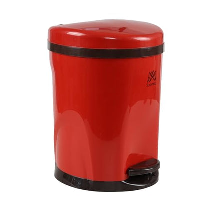 Cand 10 L Step Pedal Round Trash Can, Plastic Garbage Can with Lid, Red | For Office Bedroom Bathroom - color: Red(Step)