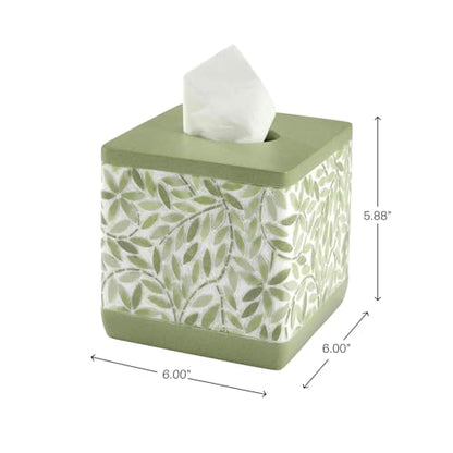 Avanti Linens - Tissue Box Cover, Resin Countertop Accessories, Guest Bathroom Essentials (Stratford Collection, Green) - size: Tissue Box Cover