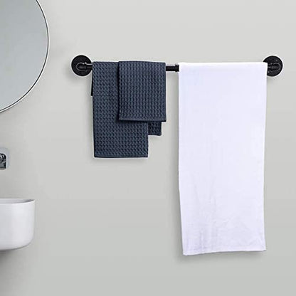Industrial Black Pipe Towel Bar, 33.4 Inch Long Bath Towel Rack, Wall Mounted Heavy Duty Thicken Bathroom Hardware Towel Holder Organizer, Rustic Towel Rails - size: 33.4 inches