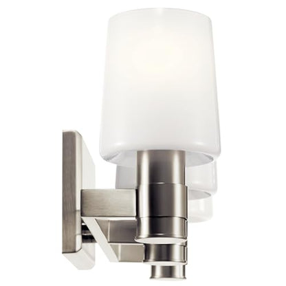 Kichler Adani 3-Light Bathroom Vanity Light, Brushed Nickel | Modern vanity light with opal glass for bathrooms and powder rooms (24" x 8.25"), 55176NI - color: Brushed Nickel, size: 24"