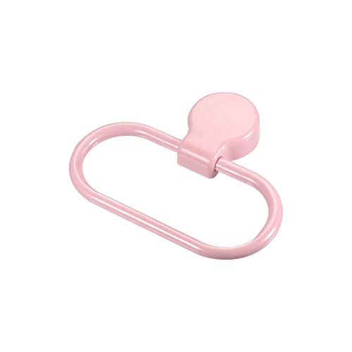 HARFINGTON Wall Mounted Oval Towel Ring ABS Hanging Holder Self-Adhesive for Bathroom Kitchen Accessories, Pink - color: Pink