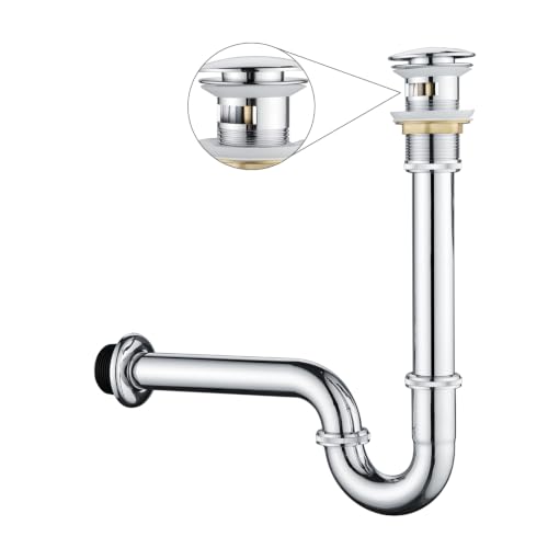Bathroom Sink Stopper Set Bottle Trap, SUS304 1-1/4 inch Slip Inlet Drain Complete Kit, Lavatory Sink Stopper Set w/Overflow, General US/CA Standard, Polished Chrome - color: Polished Chrome