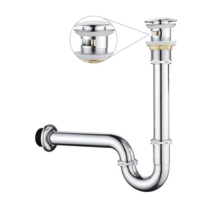 Bathroom Sink Stopper Set Bottle Trap, SUS304 1-1/4 inch Slip Inlet Drain Complete Kit, Lavatory Sink Stopper Set w/Overflow, General US/CA Standard, Polished Chrome - color: Polished Chrome