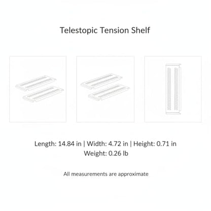 Adjustable Telescopic Tension Shelf for Under Sink Storage, No-Drill PP Plastic Cabinet Organizer Rack, White (1 Pack) - size: 14.84 x 4.72 x 0.71 in