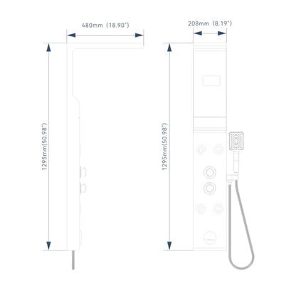ELLO&ALLO Shower Panel Tower System with Shelf, Rainfall Shower Head and Rain Massage System with Body Jets, Stainless Steel Bathroom Fixtures, Marble&Black