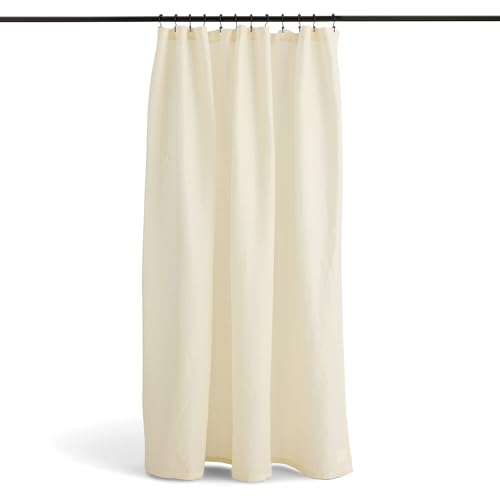 Stonebrigdge Linen Cotton Shower Curtain, 72x72 in, Alabaster | Linen Cotton Shower Curtain, 72 x 72 in, Fabric Bathroom Curtain Set, Machine Washable, Portugal - color: Alabaster