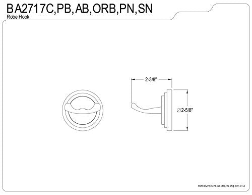 Kingston Brass BA2717C Milano Double Robe Hook, 2-5/8-Inch, Polished Chrome - color: Polished Chrome