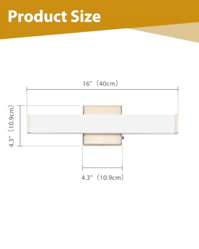 16" LED Bathroom Vanity Light, 10W 5CCT Dimmable, Brushed Nickel | Wall Bar Light, Rust & Moisture Resistant, Dimmable 2700K-5000K, Energy-saving, moisture-proof, Dresser Bathroom over Mirror - color: Brushed Nickel, size: 16in 5CCT