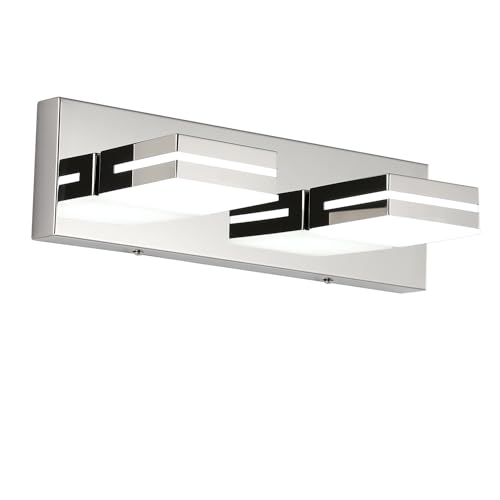 SineRise LED Modern Bathroom Vanity Light Fixtures, Modern Acrylic Bathroom Wall Lighting Fixtures Over Mirror, 2-Light, 15.5-Inch, Chrome, 100%-0% White - color: Chrome, 100%-0% White, size: 2-Light, 15.5-Inch