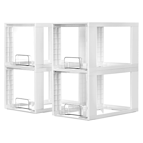 Vtopmart 4 Pack Large Stackable Storage Drawers, White - color: White( 4 Pack)
