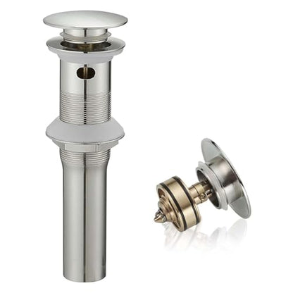 Bathroom Sink Drain, 1-1/2" to 1-3/4", Brushed Nickel | Bathroom Sink Stopper with Overflow Pop Up Drain Assembly Stopper Vessel Vanity Lavatory Commercial Bath, Brass - color: Nickel
