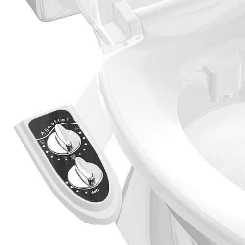 Aünsffer Bidet Toilet Attachment, Toilet Bidet Cold Water No-Electric, 3 Wash Modes Female Wash/Bidet Wash/Self-Cleaning, Super-Slim Design, 2 Years Support, Black - color: Black