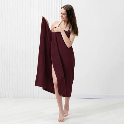 Bath Sheets – 550 GSM Extra Large Bathroom Sheet Set – Pack of 2 Jumbo Towels Burgundy (71x35in) – 100% Ring Spun Cotton Soft Quick Dry Large Bath Towels for Adults Hotel Spa Bathroom Use - color: Burgundy, size: Bath Sheets