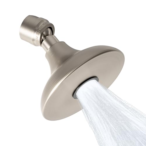 High Sierra® HALF DOME® Solid Lead-Free Metal 1.8 GPM Award Winning. Ultra Low Flow Shower Head. Patented Nozzle Never Clogs - Brushed Nickel Finish - color: Nickel, size: 1.8 GPM