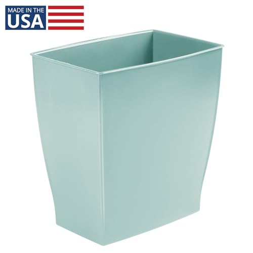 iDesign Small Plastic Bathroom Trash Can, Slim Rectangle Soft Aqua Blue | For Bedroom, Office, Dorm - color: Soft Aqua Blue, style: Pack of 1
