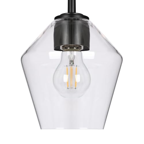 KSANA Bathroom Light Fixture, Modern Black Vanity Lights Over Mirror 3 Light Bathroom Lighting with Clear Glass - size: Diamond-shaped Shade