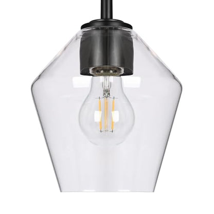 KSANA Bathroom Light Fixture, Modern Black Vanity Lights Over Mirror 3 Light Bathroom Lighting with Clear Glass - size: Diamond-shaped Shade