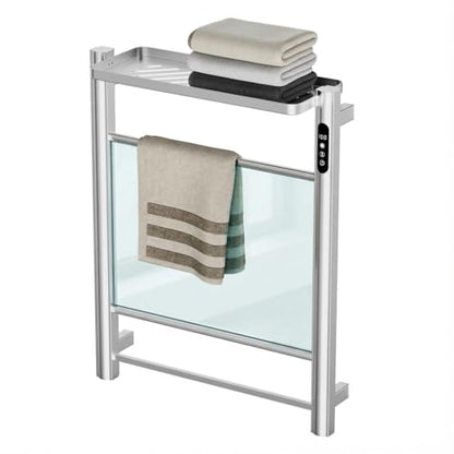 2 in 1 Towel Warmer Rack & Towel Rack Wall, Towel Warmers for Bathroom Wall – Timer & Temperature Multi-Level Adjustments with for Bathroom Shower Hot Tub (Silvery) - color: Silvery
