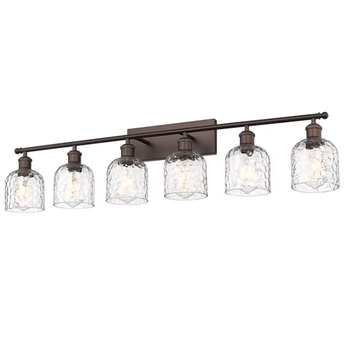 zeyu 6-Light Modern Vanity Light, 42'' Bathroom Lighting Fixtures Over Mirror, Oil Rubbed Bronze Finish with Clear Hammered Glass, ZJF63B-6W ORB - color: Oil Rubbed Bronze|Hammered Glass, size: 6-Light