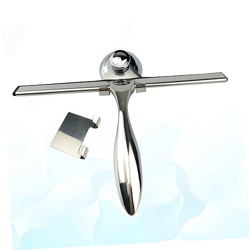 Ipetboom 3pcs Bathroom Squeegee for Shower Door Stainless Steel Glass Scraper Window Cleaning Squeegee Suction Cup and Holder