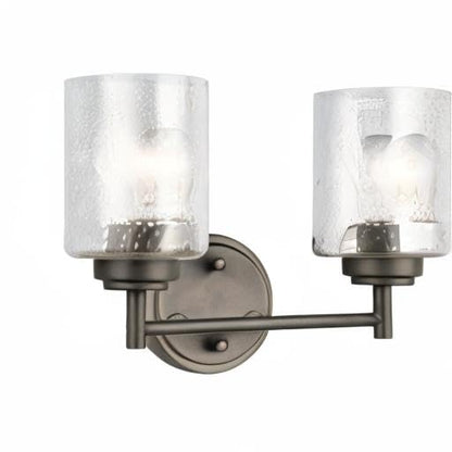 KICHLER Winslow 12.75" 2 Light Vanity Light with Clear Seeded Glass in Olde Bronze® - color: Old Bronze, size: 13"