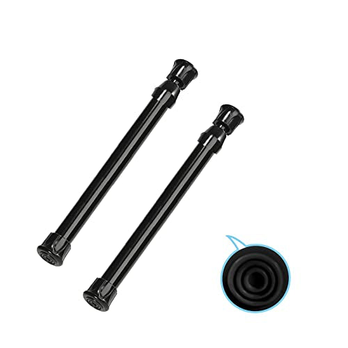 2 Pack Small Tension Rods 10 in to 15.7 Curtain Rods Window Rods in Extendable Width Spring Cupboard Bars for Kitchen Utensils, Closet, and Cabinet, Fit in The Spaces to Stay Up - color: Black, size: 10" to 15.7"-2PCS