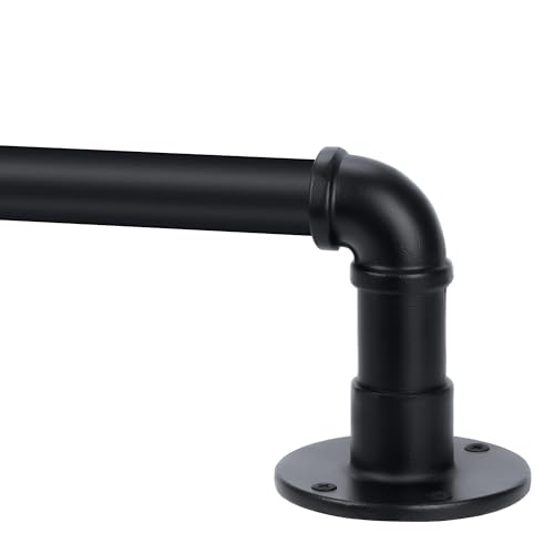 Black Extra Long Industrial Curtain Rod 240 Inches for Windows, 30-240 Inch, Outdoor, Rustic, Room Divider - color: Black, size: 30-240"
