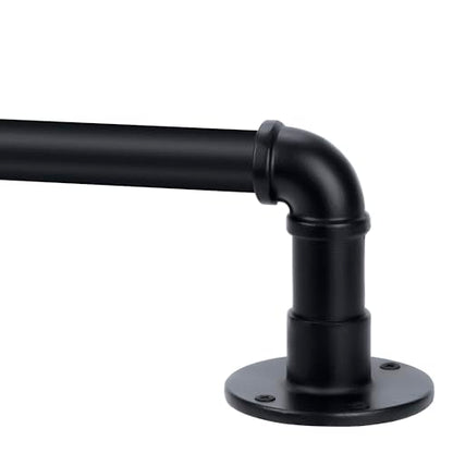 Industrial Curtain Rod, 1 Inch, Black, 30-120" with Brackets, Wall/Ceiling Mount, High Carbon Steel, Glossy Black Steel Finish - color: Black, size: 30-120"