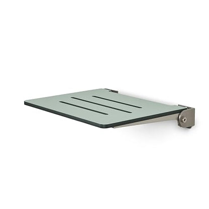 18 inch Silhouette Slimline Folding Wall Mount Shower Bench Seat, Sea Green Seat with Silver Frame - color: Sea Green Seat With Silver Frame