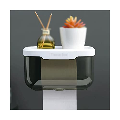 Stainless Steel Toilet Paper Holder，Recessed Toilet Paper Holder，Plastic Tissue Box Cover Tissue Cover with lid Bathroom Home Paper Holder Boxes Storage Box(Black) - size: Black