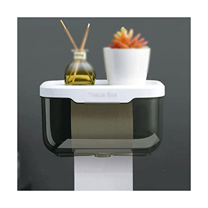 Stainless Steel Toilet Paper Holder，Recessed Toilet Paper Holder，Plastic Tissue Box Cover Tissue Cover with lid Bathroom Home Paper Holder Boxes Storage Box(Black) - size: Black