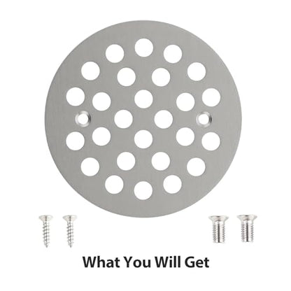 4-1/4” Round Shower Drain Cover,Screw-in Shower Drain Strainer,Easy-to-Install Replacement Cover - color: Brushed Nickel, size: 4-1/4 inch