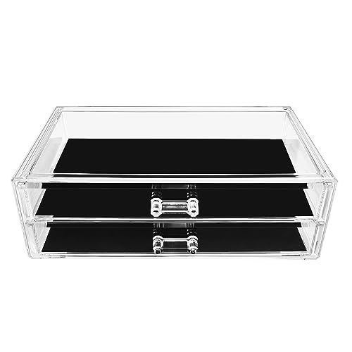 Sorbus Stackable Acrylic Drawers - 2 Clear Storage Drawers for Organizing Make up Palettes, Nail Polish, Hair Accessories, Cosmetics & Beauty Supplies - Makeup Organizer for Vanity, Bathroom Organizer - style: 2 Drawer