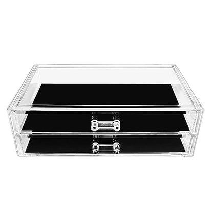 Sorbus Stackable Acrylic Drawers - 2 Clear Storage Drawers for Organizing Make up Palettes, Nail Polish, Hair Accessories, Cosmetics & Beauty Supplies - Makeup Organizer for Vanity, Bathroom Organizer - style: 2 Drawer