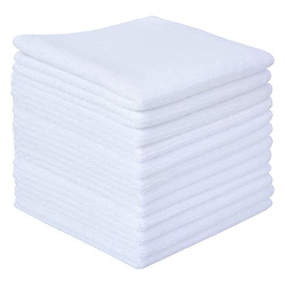 Microfiber Cleaning Cloth Kitchen Dish Cloths 12x12In 12 Pack White | Super Absorbent, No Streak, Dish Rags, Lens, Cloths - color: White