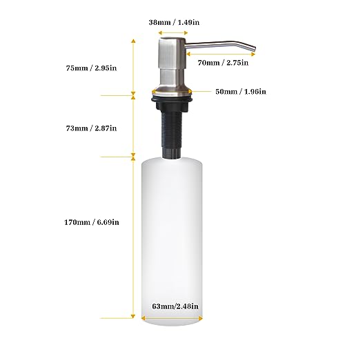 Soap Dispenser for Kitchen Sink, Built in Sink Soap Dispenser Lotion Dispenser with 17 OZ Bottle, Refill from The Top Bar Sink Soap Dispenser, Brushed Nickel (1 Pack) - color: Brushed Nickel