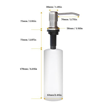 Soap Dispenser for Kitchen Sink, Built in Sink Soap Dispenser Lotion Dispenser with 17 OZ Bottle, Refill from The Top Bar Sink Soap Dispenser, Brushed Nickel (1 Pack) - color: Brushed Nickel