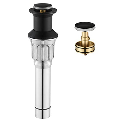 Bathroom Sink Drain Without Overflow, Metal Pop Up Drain for Vessel Sink, Matte Black, 2108604 - color: Matte Black, style: Without Overflow