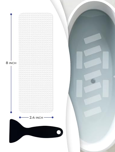 XXL Anti Slip Shower Stickers 12 PCS, Non-Slip Bath Tub Strips, White | Improves Grip and Traction on Wet Floors | Safety Option for Seniors & Adults | Peel-and-Stick Install, Scraper Tool Included - color: White