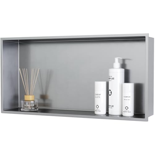 Bathroom Shower Niches Shelves: No Tile Needed Stainless Steel - 24x12 Inchs Recessed Wall Niche Box for House Decoration - Brushed Nickel - color: Brushed Nickel