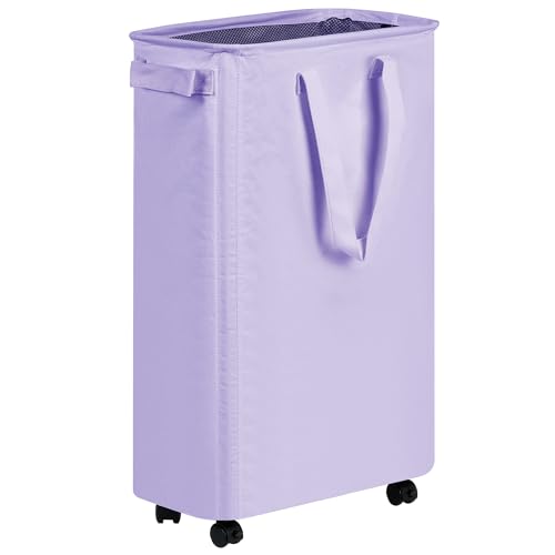 efluky Slim Laundry Hamper with Wheels, Rolling Laundry Basket for Clothes, Small Laundry Basket for Bedroom, Dorm and Laundry Room, 60L (12.7 Gallons) Purple - color: Purple, size: 60L