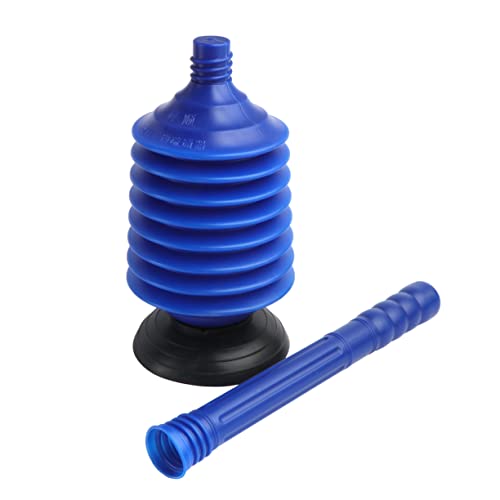 HEALLILY High Pressure Toilet Plunger Blue Bathroom Accessory Professional Plunger for Toilets Ergonomic Handle Reusable and Easy to Clean