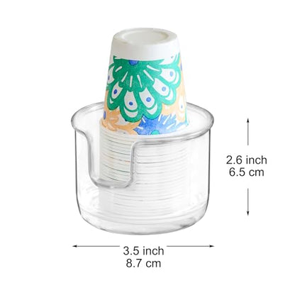 Youngever 2 Pack Plastic Disposable Paper Cup Dispenser, Small Plastic Dispenser Cup Holder (Clear)