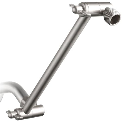 Voolan 11 Inch Shower Extension Arm with Lock Joints, Adjustable Height and Angle, Premium Solid Brass Anti-leak (Brushed Nickel) - color: Brushed Nickel